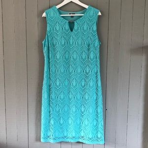 Turquoise Lace Sheath Dress
